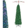 Image de COSTWAY Sapin de Noël Lumineux 180 cm avec Fibre Optique Colorées 517 Branches PVC Forme de Crayon Décoration de Noël pour Maison