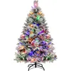 Image de Costway Sapin De Noël Artificiel Avec Lumières Led Et Fonction Minuterie, Arbre De Noël Avec Aiguilles, Vert (135 Cm)