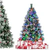Image de Sapin de Noël LED Lumineux 185cm COSTWAY avec 350 Lumières 11 Modes dEclairage 55 Pommes de Pin et 55 Baies Rouges 747 Branches