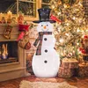 Image de COSTWAY Décoration de Noël Extérieure Bonhomme de Neige Lumineux 127cm avec 70 Lumières LED Blanc Froid avec Oiseaux Rouges Chapeau