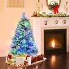 Image de Sapin de Noël Artificiel Lumineux -RELAX4LIFE- 135CM - 160 LED à Couleur Changeante - 472 Branches - 26 Cônes de Pin -Blanc et Vert