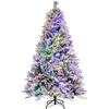 Image de Sapin de Noël Artificiel Lumineux -RELAX4LIFE- 180CM - 240 LED à Couleur Changeante - 850 Branches - 34 Cônes de Pin -Blanc et Vert