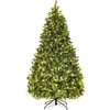 Image de Sapin de Noël Artificiel Lumineux - RELAX4LIFE - 225CM - 1125 Feuilles PE et PVC - Arbre de Noël - 71 Pommes Pin - Socle en Métal