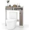 Image de Costway meuble wc au-dessus de toilettes, meuble de salle de bain avec 2 compartiments et 1 placard, étagères réglables, 88 x 18 x 100 cm (Blanc)
