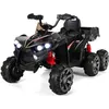 Image de COSTWAY Quad Électrique 12V pour Enfants avec 6 Roues 4 Moteurs Coffre Arrière LED Musique Histoire USB 3+ Ans Noir