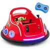 Image de GOPLUS Auto-Tamponneuse 12V Rotation à 360º avec Télécommande Parental Lumière Musique pour Enfants 3-8 Ans 73X73X43CM Rouge