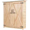 Image de GOPLUS Abri à Outils de Jardin en Bois Sapin avec Toit en Asphalte Incliné Portes et Étagères à Double Verrouillage Naturel