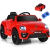 Image de GOPLUS Voiture Électrique Enfant 3-8 Ans 12V Coccinelle avec Télécommande 24G1 Place avec LED-Bluetooth-USB3-5 KM-HRouge