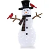 Image de GOPLUS Décoration de Noël Lumineuse Forme de Bonhomme de Neige 127 cm avec 70 Lumières LED Blanc Oiseaux Rouges 2 Branches