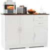 Image de Buffet de Cuisine-GOPLUS-100x40x78CM-2 Placards à Portes+2 Tiroirs-Plateau Grand-Étagère Réglable Blanc