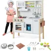 Image de DREAMADE Cuisine Enfant en Bois Jeu de Cuisine avec Micro-Ondes Hotte Aspirante Plaques de Cuisson Four Machine à Glaçons