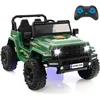 Image de JEEP Véhicule Électrique 2 Places pour Enfant avec Télécommande 24G Jeep 24V avec Vitesse Élevée/Basse Lumières Musique Vert