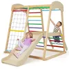 Image de DREAMADE Aire de Jeu dEscalade en Bois 6 en 1 avec Toboggan Corde et Échelles Ancrages Métalliques pour Enfant 1 an+ Multicolore