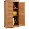 Image de Abri de Jardin en Bois de Sapin Extérieur COSTWAY-3 Etagères Amovibles-Toit en Asphalte Incliné-Porte en Persienne Verrouillables