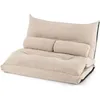 Image de GOPLUS Fauteuil de Sol Convertible 2 Places 180 x110 cm Pliable avec Dossier Réglable sur 42 Positions 2 Coussins Lombaires