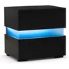 Image de Table de Chevet LED avec 2 Tiroirs - COSTWAY - Lumineuse Télécommandée - 22 Modes&5 Luminosités