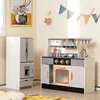 Image de COSTWAY Cuisine Luxe Interactive Enfants 3-10 Ans XXL 12 Accessoires Réfrigérateur Amovible Effect Son et Lumière Gris