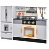 Image de Costway cuisine enfants avec réfrigérateur & 12 accessoires, jeu de cuisine avec machine à glaçons, espace de stockage, lumière & son réaliste, jouet d’imitation pour enfants de 3 ans+