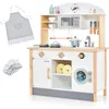 Image de Costway Cuisine Enfants En Bois Avec Micro-ondes & Machine À Laver, Espace De Stockage Pour Enfants De 3 Ans+