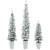 Image de COSTWAY Lot de 3 Sapins de Noël Artificiels 90-120-150 CM avec 120-140-160 Branches Enneigées en PVC Bases Métalliques avec Ciment