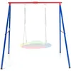 Image de Balançoire Extérieur Enfants COSTWAY-en Métal-en Forme de A Charge 250KG-2 Méthodes de Fixation-Crochets Mousquetons Piquets-Rouge