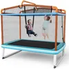 Image de COSTWAY Trampoline pour Enfants Rectangulaire 190 x 124 cm 3 en 1 avec BalançoireBarre HorizontaleFilet dEnceinte 100kg Orange