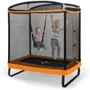Image de COSTWAY Trampoline pour Enfants Rectangulaire 190x122cm 3 en 1 avec BalançoireBarre Horizontale-40 Ressorts Galvanisés 100kg-Jaune