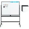 Image de COSTWAY Tableau Blanc Mobile 120 x 90 cm Double Face Réversible Effaçable à Sec 2 Hauteur Réglable 4 Roulettes Mobile Noir