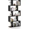 Image de Costway bibliothèque en forme de s, étagère à 5 niveaux, meuble de rangement avec anti-basculement, 70 x 23,5 x 158 cm, pour salon, chambre, bureau, noir