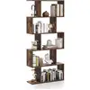 Image de Bibliothèque industrielle en forme de s, étagère 5 niveaux, meuble de rangement (marron rustique)