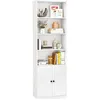 Image de COSTWAY 180 CM Bibliothèque 4 Niveaux avec Armoire à 2 Portes Meuble Étagère de rangement avec Dispositif Anti-basculement Blanc