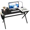 Image de Costway bureau avec plateau blanc rabattable 120 x 60 cm, table d'ordinateur avec espace de rangement caché, sac de rangement latéral, postes de travail pour bureau, chambre, salon, noir + blanc