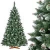 Image de FairyTrees Sapin de Noël Artificiel 220cm Arbre de Noël avec Support en Bois PIN ENNEIGÉ Blanc Naturel Made in EU