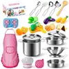 Image de Accessoire Cuisine Enfant Chef Jeu de rôle avec Ustensile Pots et Casseroles en Acier Inoxydable Dinette Enfant pour Garçons