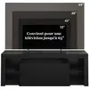 Image de Meuble TV LED 140 cm HavenlyHome - Support Télé Moderne avec Placard - Etagères Réglables - pour Télévision jusqu'à 65" - pour Salon et Chambre - Noir