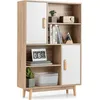 Image de COSTWAY Bibliothèque à 4 Niveaux 80 x 24 x 120 CM Meuble de Rangement avec portes Étagères et Dispositif Anti-basculementBlanc