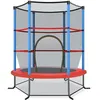 Image de COSTWAY Trampoline Enfants Ø165×165H CM-Filet de Sécurité-Porte Zipée-Couvre-Ressorts-6 Poteaux Rembourrés-Charge 45 kg-Bleu
