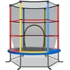 Image de COSTWAY Trampoline Enfants Ø165×165H CM-Filet de Sécurité-Porte Zipée-Couvre-Ressorts-6 Poteaux Rembourrés-Charge 45 kg-Coloré