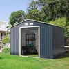 Image de Abri de Jardin en Acier Coloré 483 m²267 x 181 x 202cm COSTWAY-4 Fentes dAération-Porte Coulissante Verrouillables pour Vélo-Gris