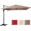 Image de Costway Parasol Déporté Inclinable 3x3m Avec Base Croisée Rotatif À 360°,manivelle,8 Baleines,event Pour Jardin, Café