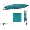Image de Costway Parasol Carré 3m Avec Base En Croix Poteau En Aluminium Rotatif À 360° Manivelle Inclinable 8 Baleines Bleu