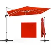 Image de Costway Parasol Déporté Carré 3m Avec Base En Croix Poteau En Aluminium Rotatif À 360° Manivelle Inclinable Orange
