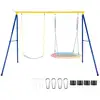 Image de Portique balançoire enfant exterieur en métal avec mousquetons & capuchons de pieds, charge 300kg (jaune)