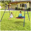 Image de Costway portique avec balançoire nid d'oiseau ronde ø100cm balançoire ceinture 1,2m pour enfant charge 300kg 2 méthodes de fixation