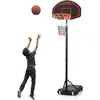 Image de COSTWAY Panier de Basket-Ball sur Pied Hauteur Réglable 155 210 CM Portable Sur Roulettes avec Panneau Arrière pour Enfant/Adultes
