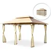 Image de Pavillon de jardin - COSTWAY - Tonnelle Barnum Pergola - Toiles Moustiquaires Amovibles - Double Toit - Havane