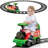 Image de DREAMADE Train Électrique avec Rails 16PCS Voiture Enfant Lumineuse Musicale avec Volant Pédales Rétractables Vert