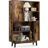 Image de Costway bibliotheque meuble de rangement a 4 niveaux avec 4 etageres ouvertes et 2 cabinets de porte, meuble de rangement pour salon, cuisine etude, charge max 20kg,80x24x119,5cm (industriel)