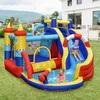 Image de COSTWAY Aquatique Gonflable 6 en 1 avec Toboggan Incurvé Piscine à Eclaboussures Jeu Cible et Canon à Eau sans Gonfleur pour Enfants