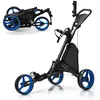 Image de COSTWAY Chariot de Golf Pliable à 5 Roues Sangle ElastiquePorte-parasol Réglable et Porte-gobelet Sac Recouvert dAluminium Bleu